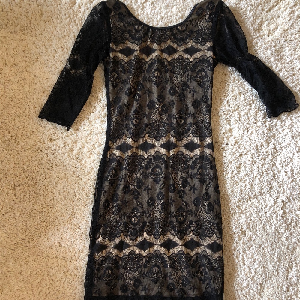 Black and Tan Lace Dress